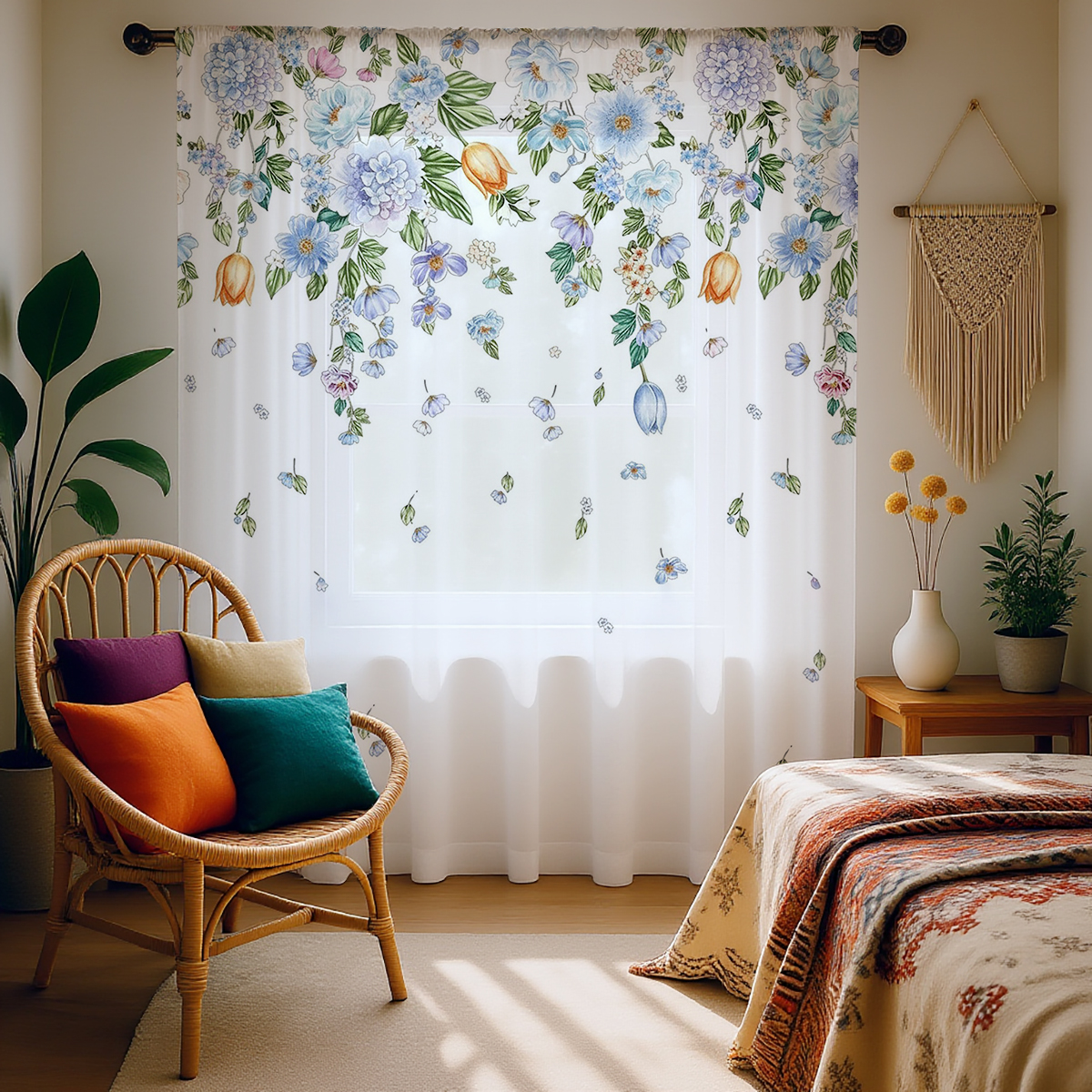 Good Floral & Wedding Decor Supply Photos - Floral Sheer Curtain, Good Quality Asazal