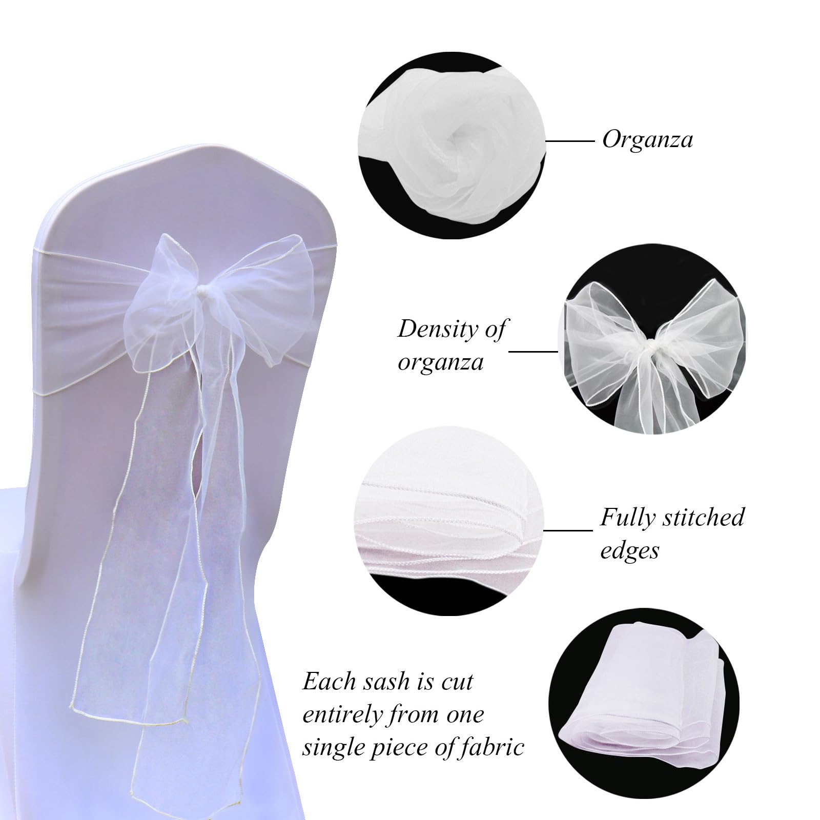 10/100PCS Elegant Organza Chai - огляд і ціна Chair Sash Organza
