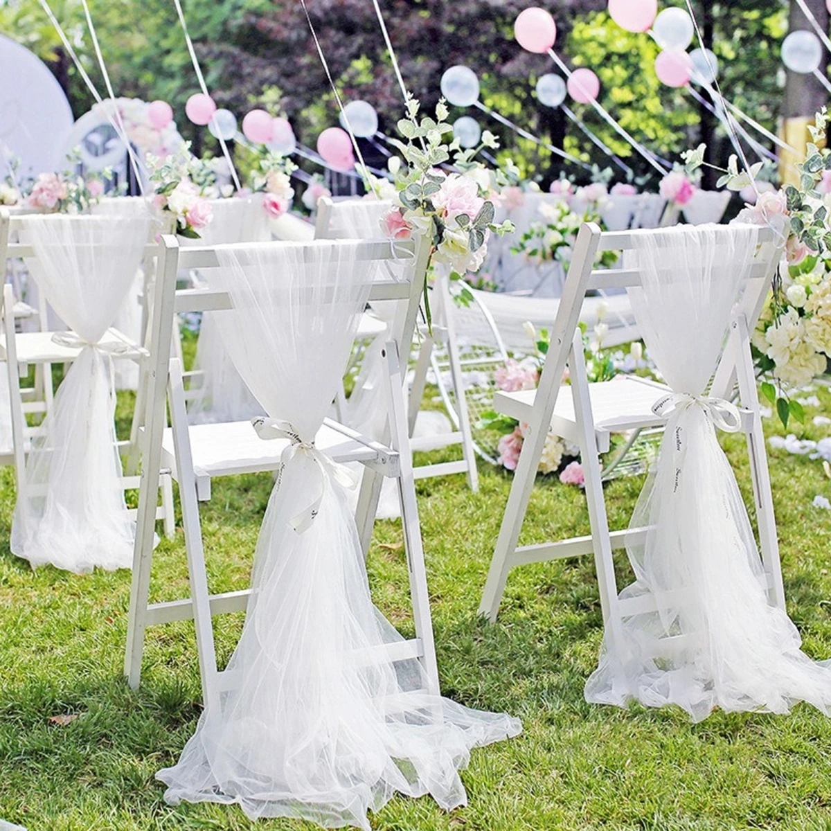 5/10M Sheer Crystal Wedding Tu - огляд і ціна Chair Sash Organza