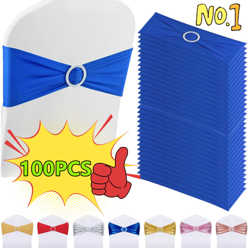 100/50/10pcs Elastic Chair Kno - огляд і ціна Chair Sash Organza