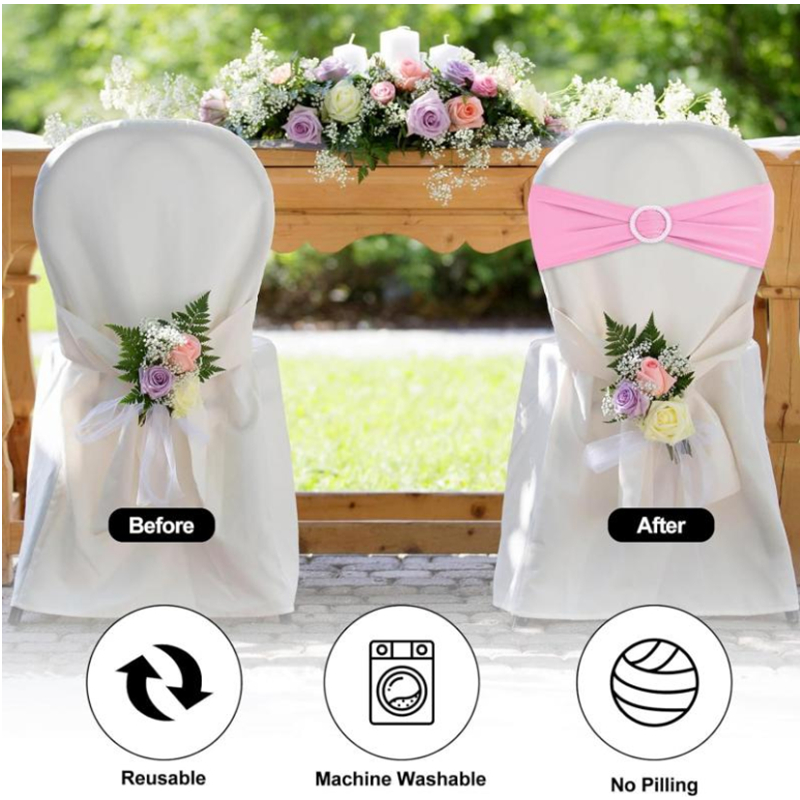 100/50/10pcs Elastic Chair Kno - огляд і ціна Chair Sash Organza